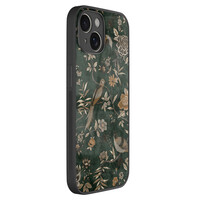 TMK iPhone 14 glazen hardcase - Khaki golden flowers