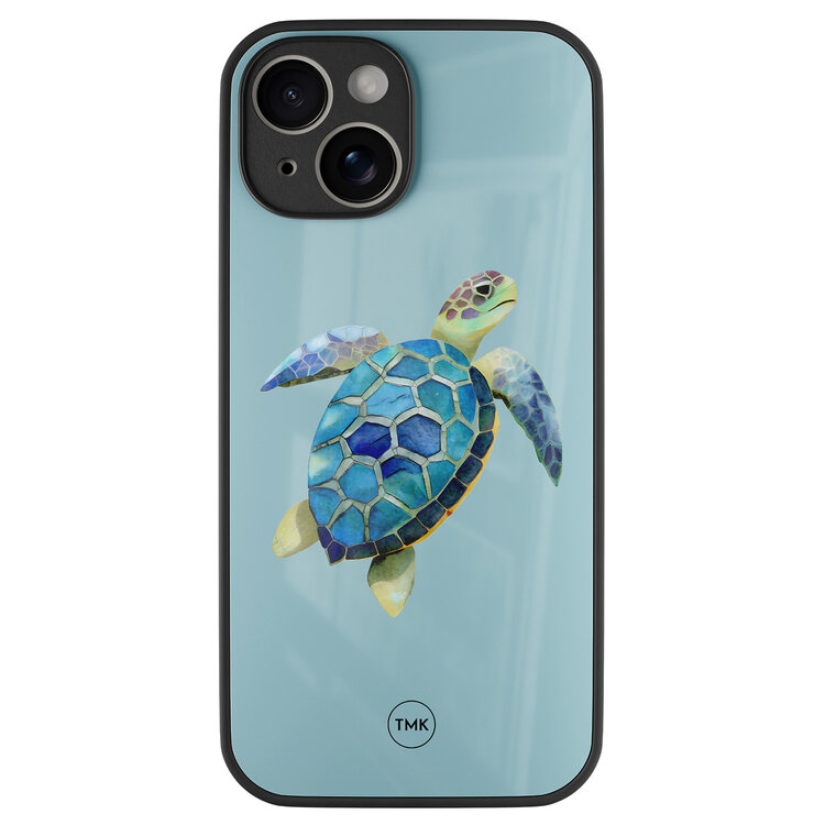 TMK iPhone 14 glazen hardcase - Schildpad