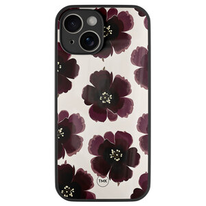 TMK iPhone 14 glazen hardcase - Burgundy flowers