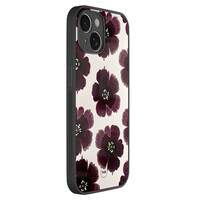 TMK iPhone 14 glazen hardcase - Burgundy flowers