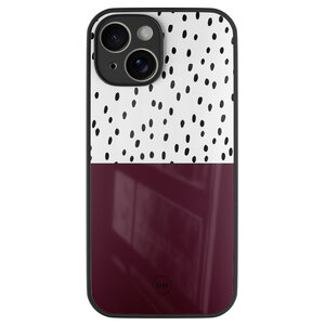 TMK iPhone 14 glazen hardcase - Burgundy dots