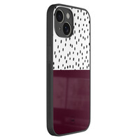 TMK iPhone 14 glazen hardcase - Burgundy dots