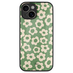 TMK iPhone 14 glazen hardcase - Retro cute flowers