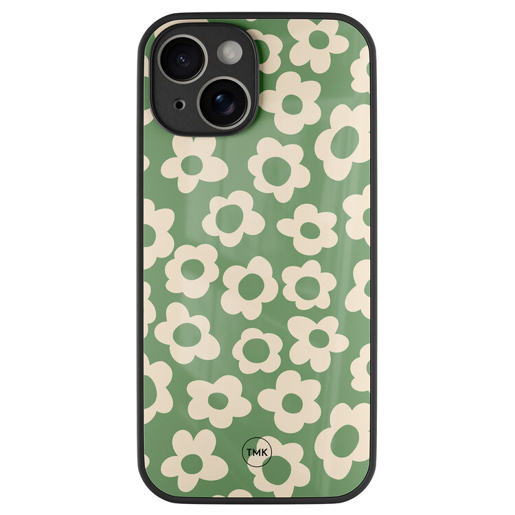 Casevibes iPhone 14 glazen hardcase - Retro cute flowers
