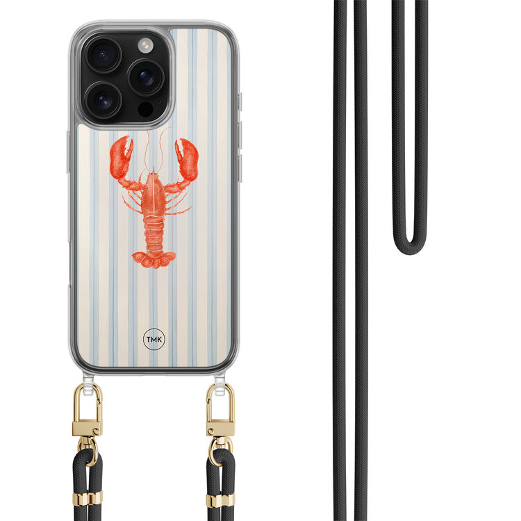 Casevibes iPhone 16 Pro hoesje met zwart koord - Kreeft