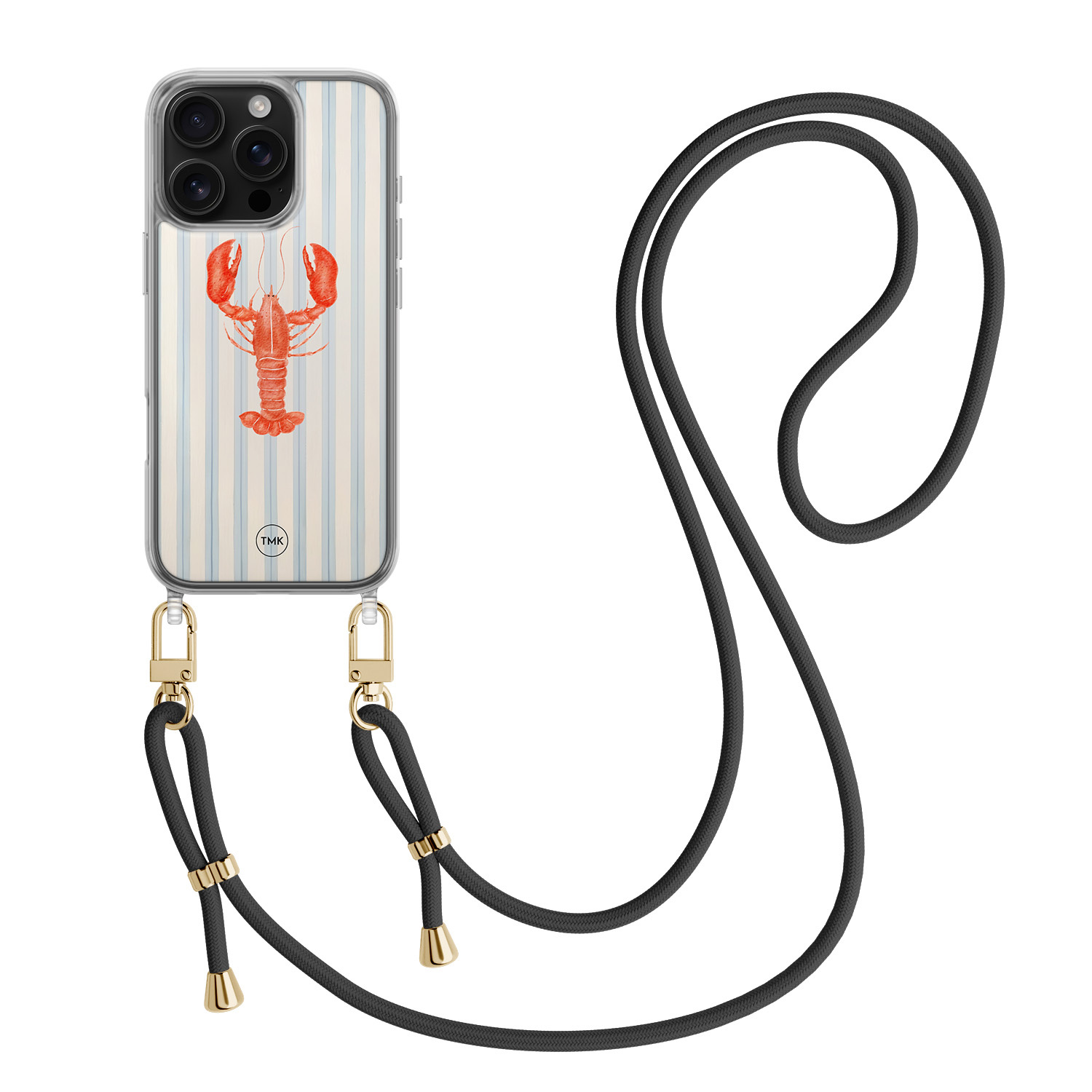 TMK iPhone 16 Pro hoesje met zwart koord - Kreeft