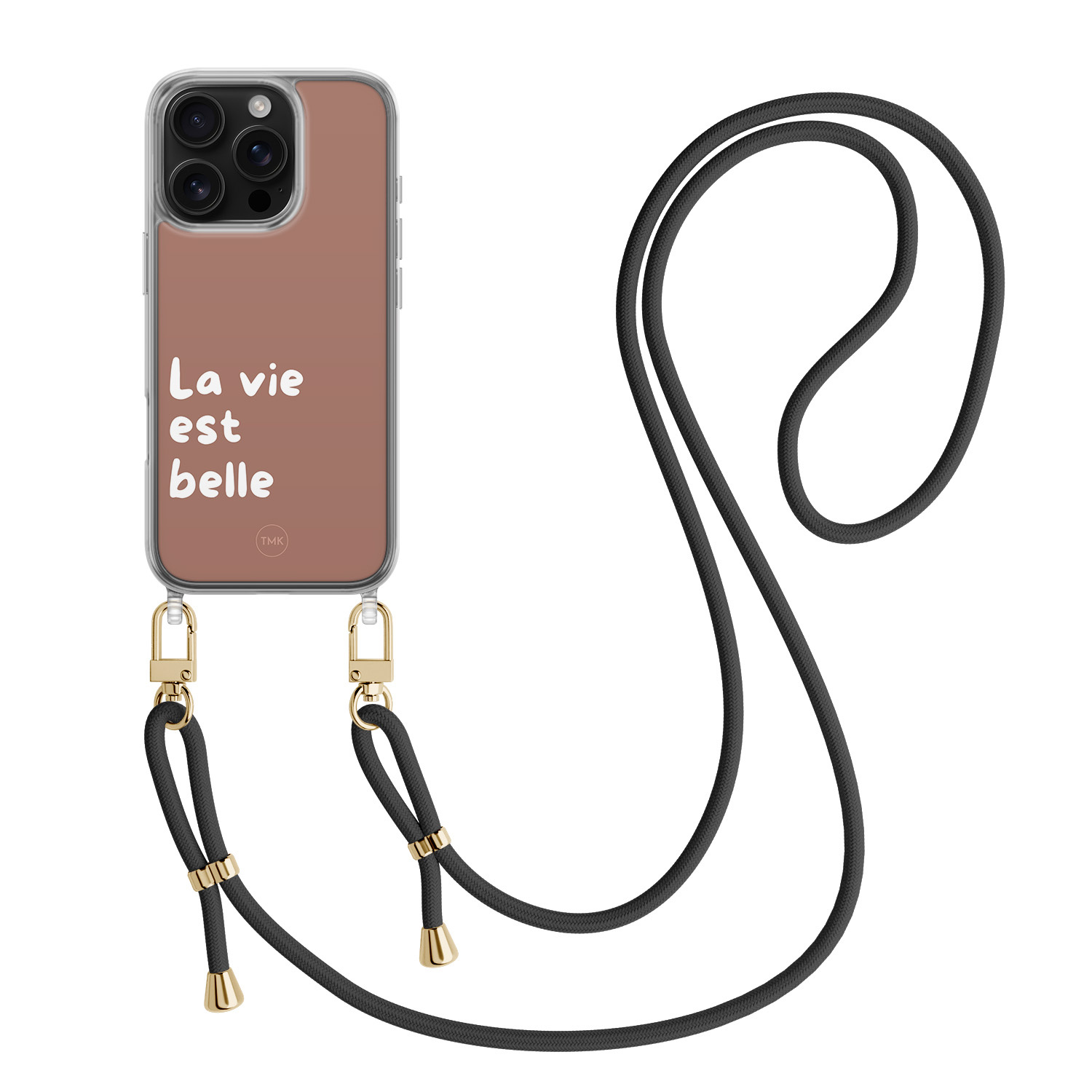 TMK iPhone 16 Pro hoesje met zwart koord - La vie est belle