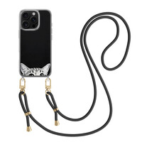TMK iPhone 16 Pro hoesje met zwart koord - Kat kiekeboe