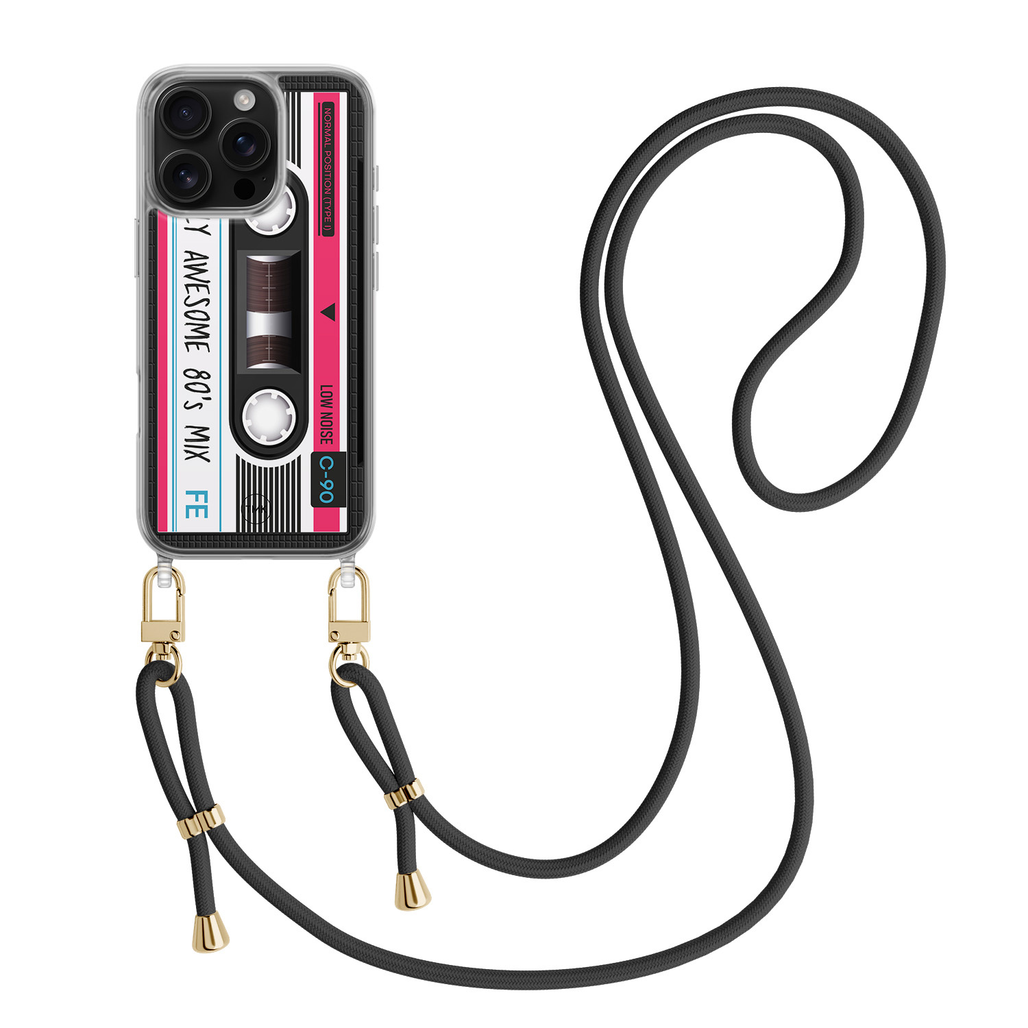 TMK iPhone 16 Pro hoesje met zwart koord - Cassette