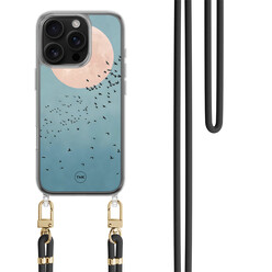 TMK iPhone 16 Pro hoesje met zwart koord - Moon birds
