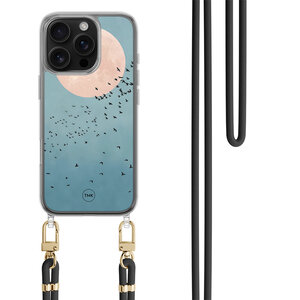 TMK iPhone 16 Pro hoesje met zwart koord - Moon birds
