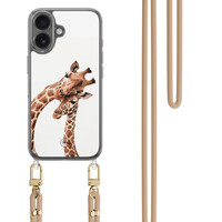 TMK iPhone 16 hoesje met beige koord - Giraffen