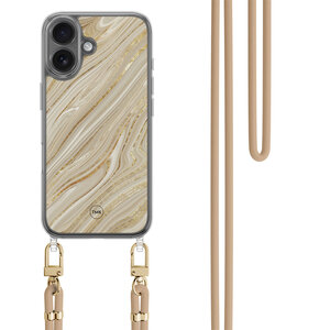 TMK iPhone 16 hoesje met beige koord - Golden marble
