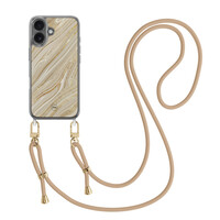 TMK iPhone 16 hoesje met beige koord - Golden marble