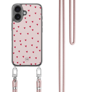 TMK iPhone 16 hoesje met rosegoud koord - Cute hearts