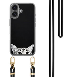 TMK iPhone 16 hoesje met zwart koord - Kat kiekeboe