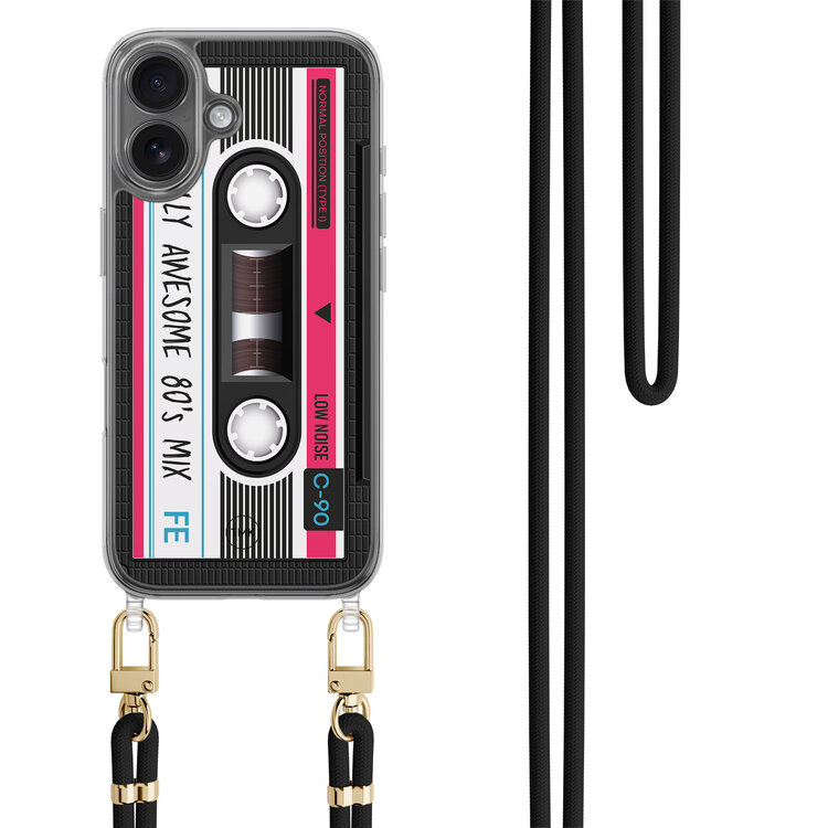 Casevibes iPhone 16 hoesje met zwart koord - Cassette