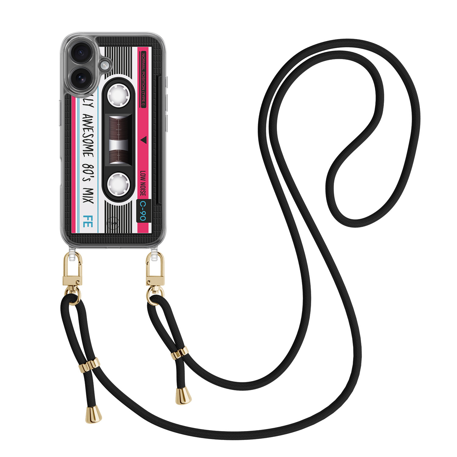 TMK iPhone 16 hoesje met zwart koord - Cassette