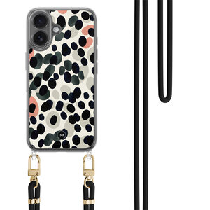 TMK iPhone 16 hoesje met zwart koord - Modern dots