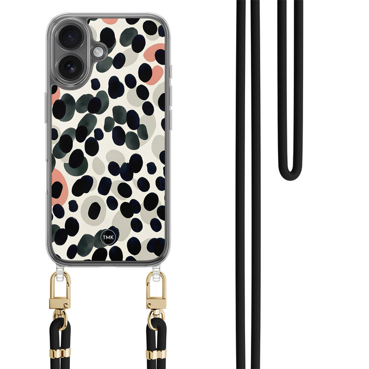 TMK iPhone 16 hoesje met zwart koord - Modern dots