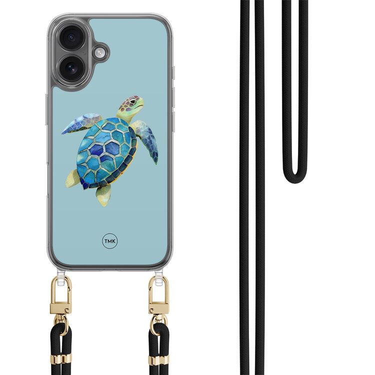 Casevibes iPhone 16 hoesje met zwart koord - Schildpad