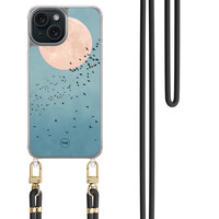 TMK iPhone 15 hoesje met zwart koord - Moon birds