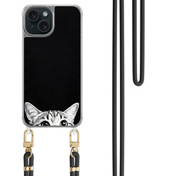 TMK iPhone 15 hoesje met zwart koord - Kat kiekeboe