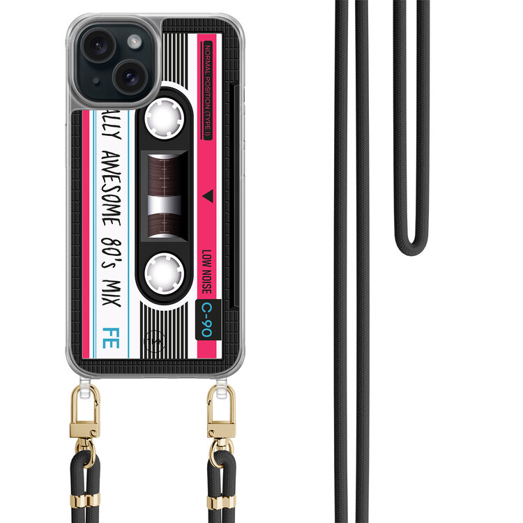 Casevibes iPhone 15 hoesje met zwart koord - Cassette