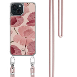 TMK iPhone 15 hoesje met rosegoud koord - Vintage blossom