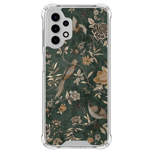 Casevibes Samsung Galaxy A13 4G shockproof hoesje - Khaki golden flowers