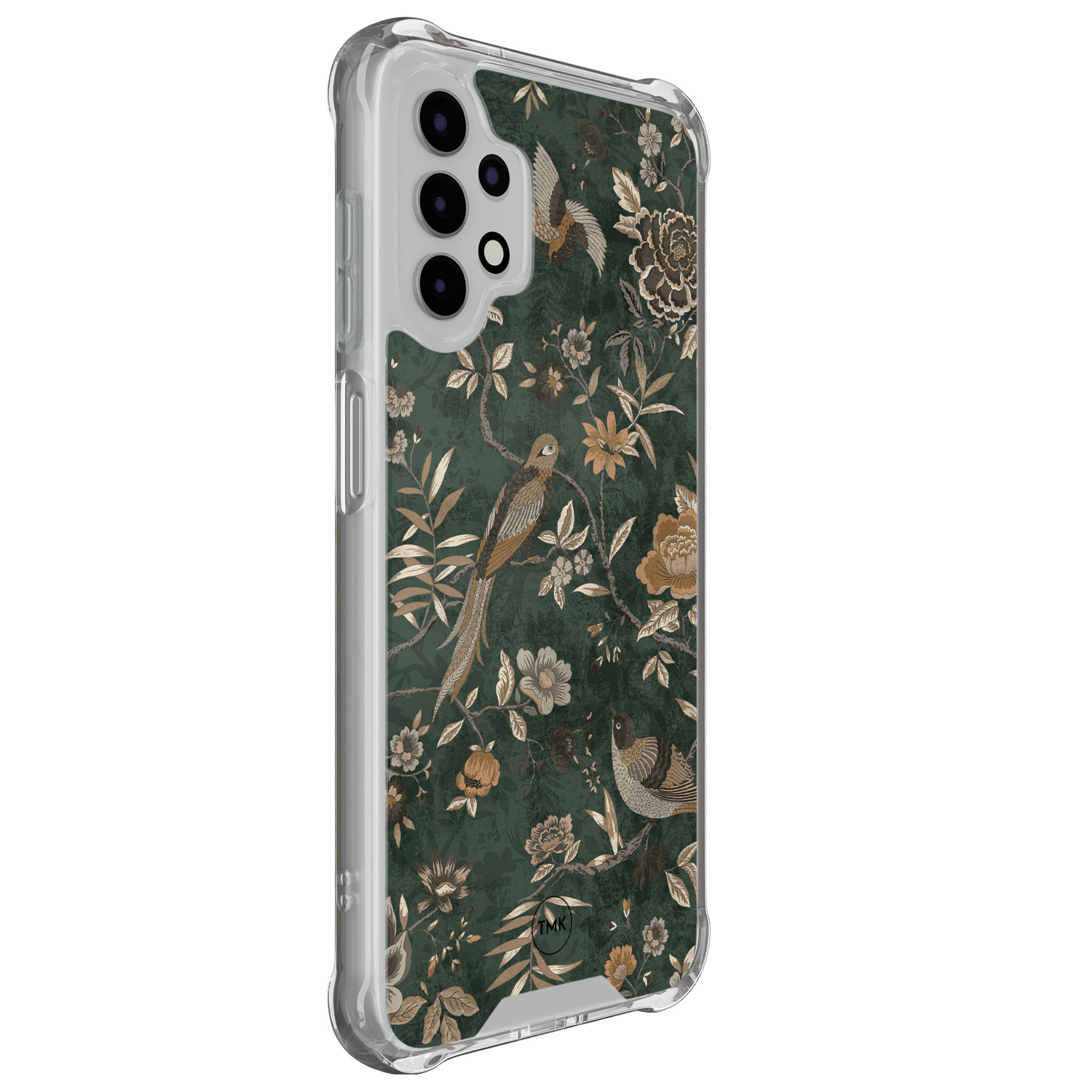 TMK Samsung Galaxy A13 4G shockproof hoesje - Khaki golden flowers