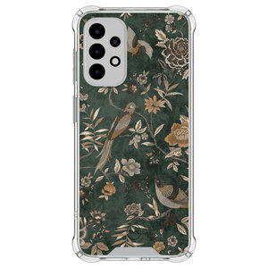 TMK Samsung Galaxy A52(s) shockproof hoesje - Khaki golden flowers