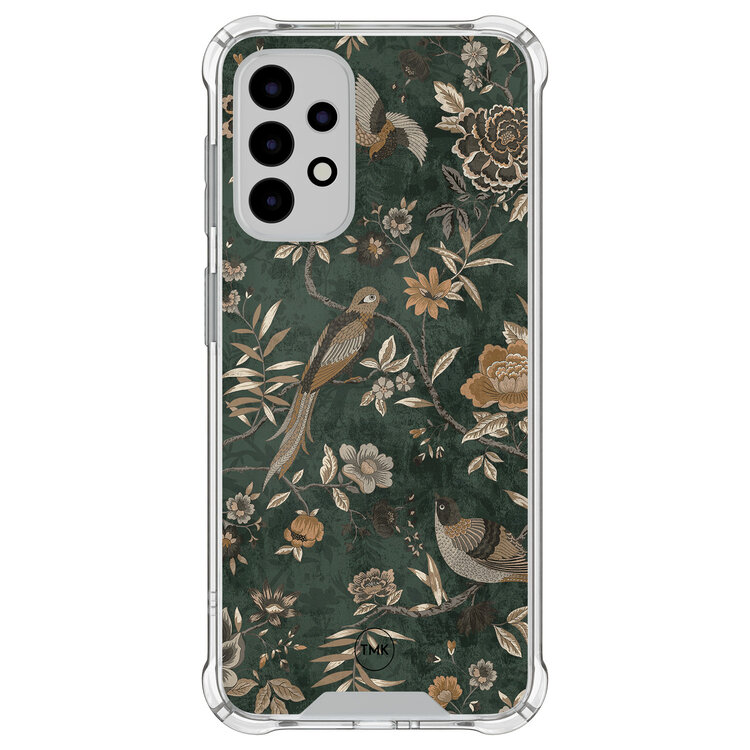Casevibes Samsung Galaxy A52(s) shockproof hoesje - Khaki golden flowers