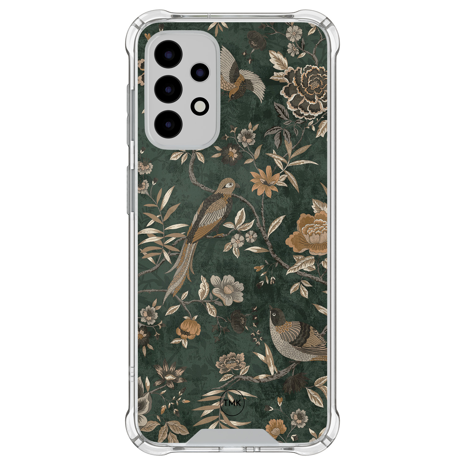 TMK Samsung Galaxy A52(s) shockproof hoesje - Khaki golden flowers