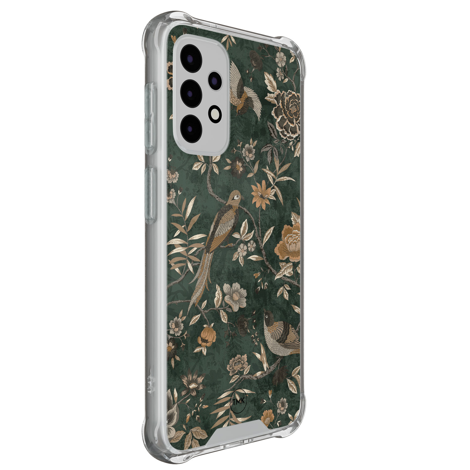TMK Samsung Galaxy A52(s) shockproof hoesje - Khaki golden flowers