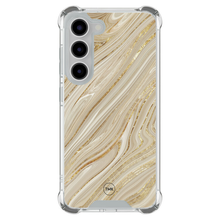 Casevibes Samsung Galaxy S23 shockproof hoesje - Golden marble