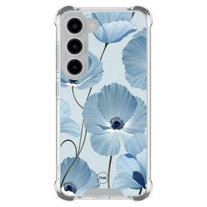 TMK Samsung Galaxy S23 shockproof hoesje - Blauw bloemenveld