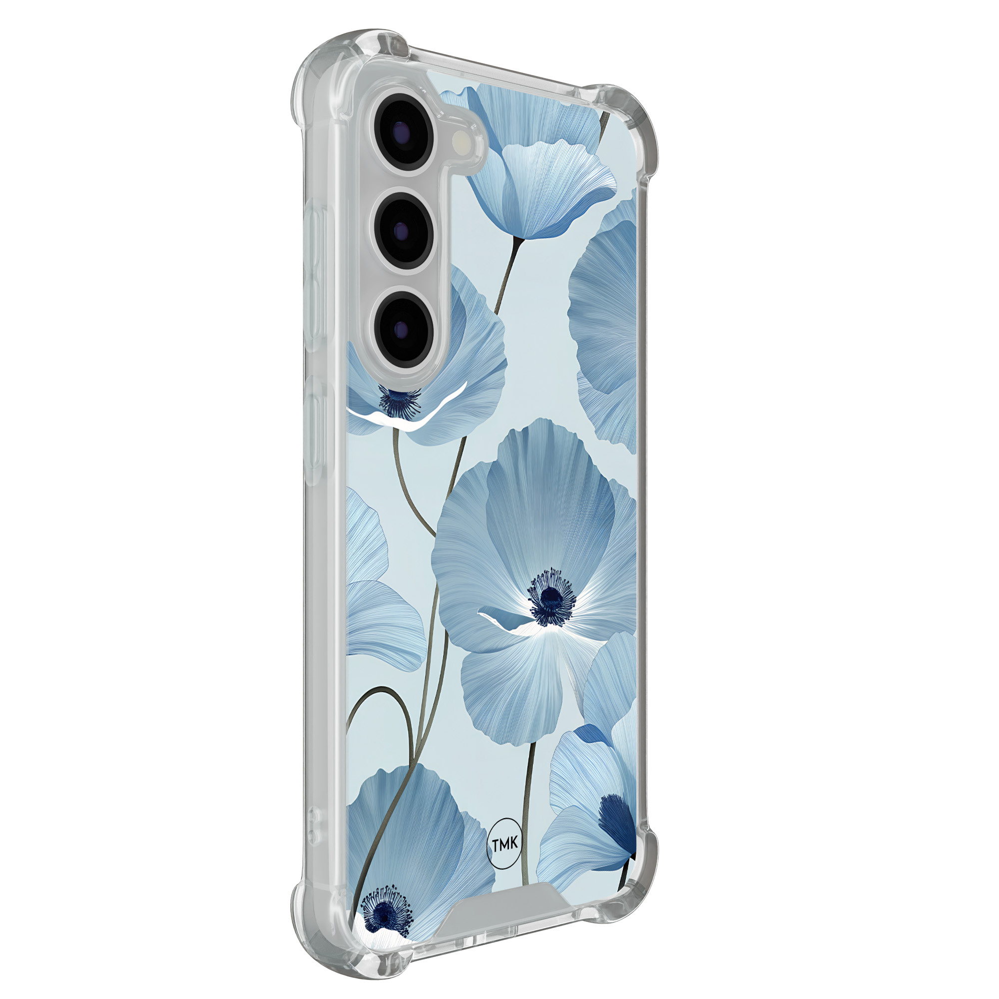 TMK Samsung Galaxy S23 shockproof hoesje - Blauw bloemenveld