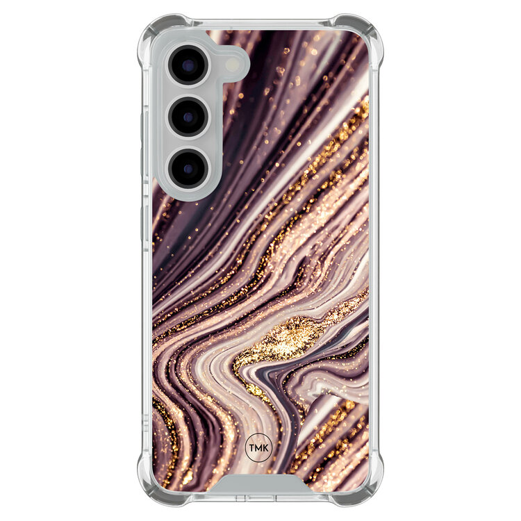 TMK Samsung Galaxy S23 shockproof hoesje - Golden pink marble
