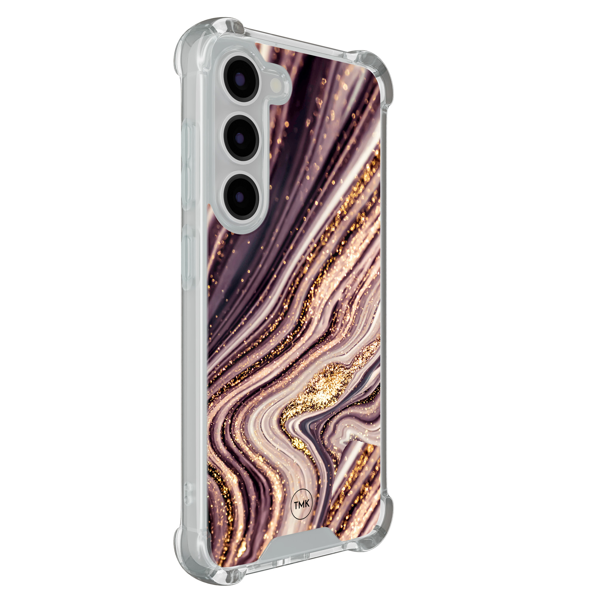 TMK Samsung Galaxy S23 shockproof hoesje - Golden pink marble