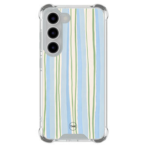 Casevibes Samsung Galaxy S23 shockproof hoesje - Pastelblauwe strepen