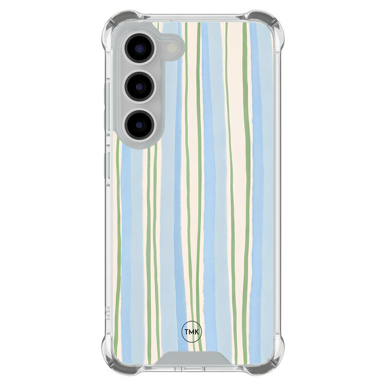 TMK Samsung Galaxy S23 shockproof hoesje - Pastelblauwe strepen