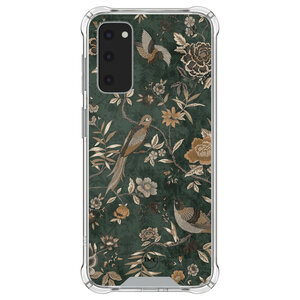 Casevibes Samsung Galaxy S20 FE shockproof hoesje - Khaki golden flowers