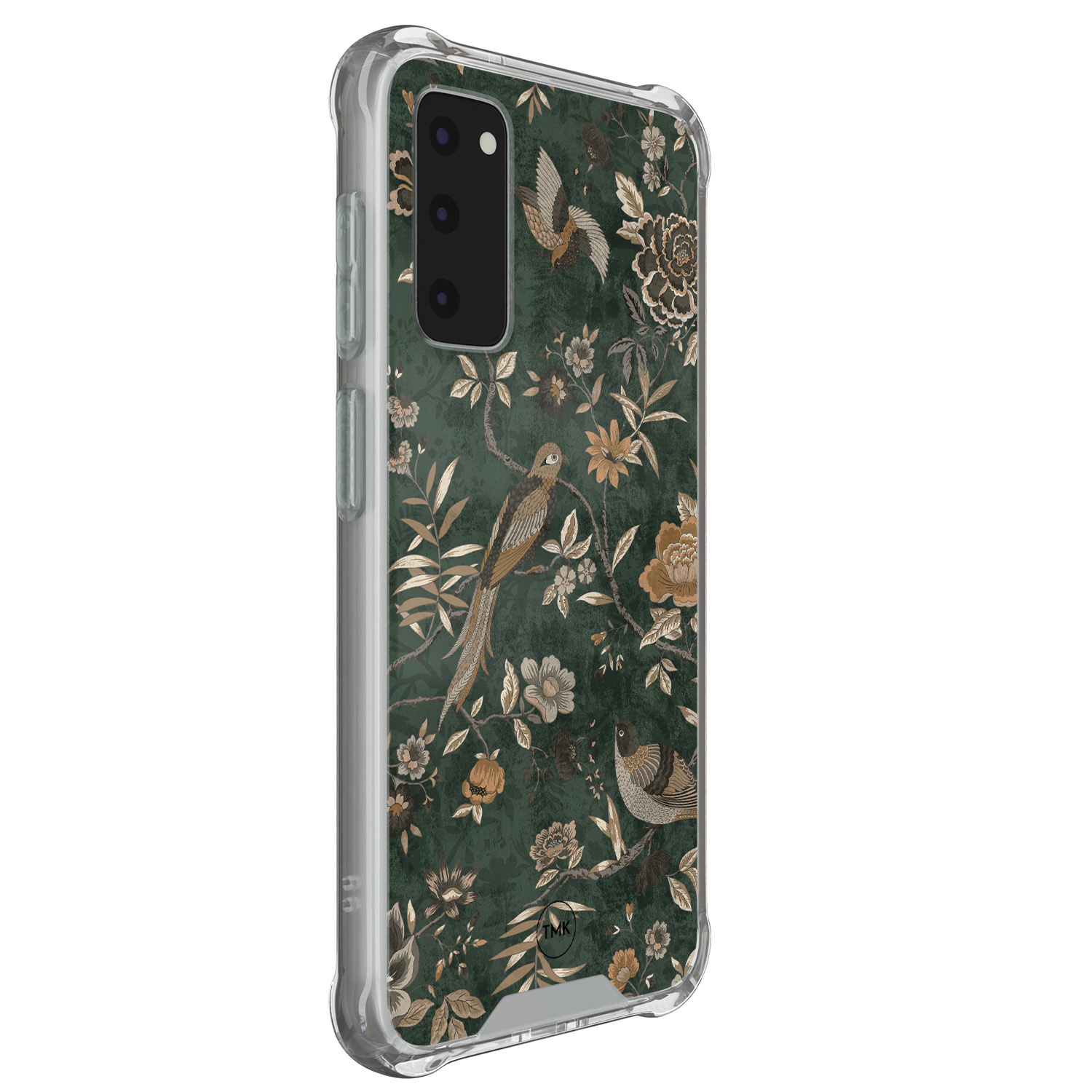 TMK Samsung Galaxy S20 FE shockproof hoesje - Khaki golden flowers