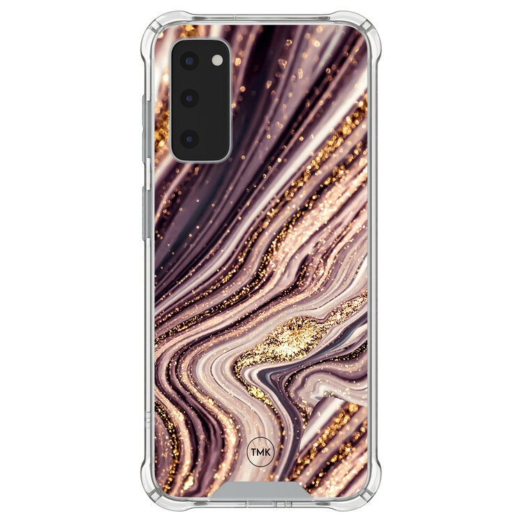 Casevibes Samsung Galaxy S20 FE shockproof hoesje - Golden pink marble