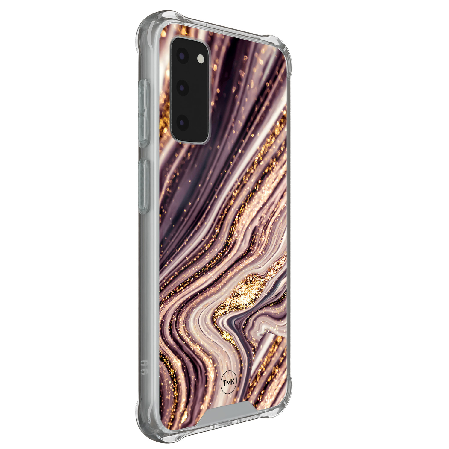 TMK Samsung Galaxy S20 FE shockproof hoesje - Golden pink marble