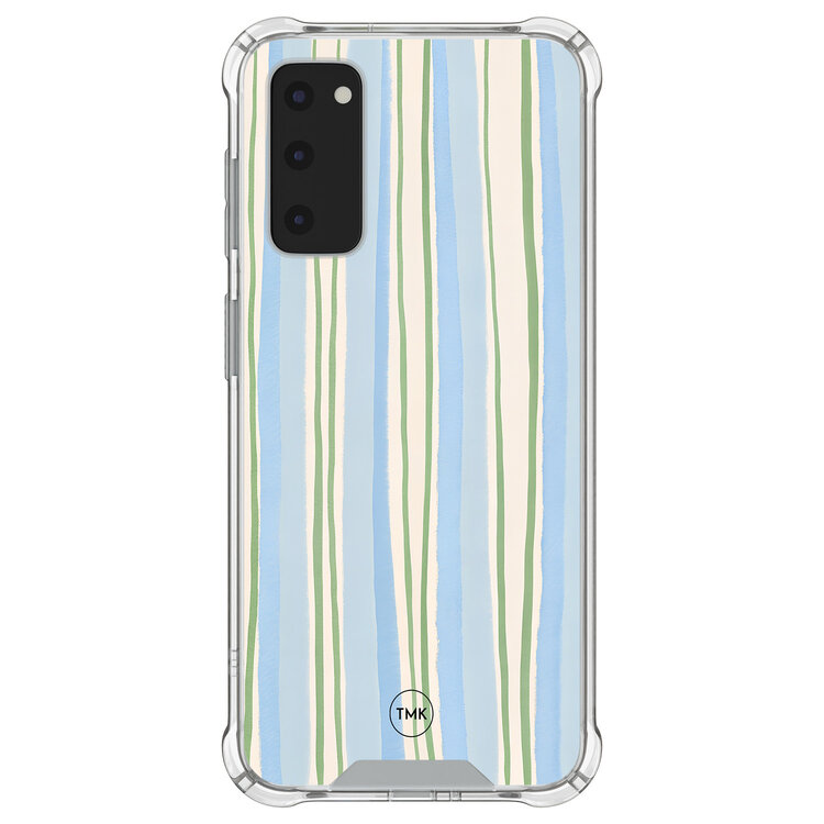 Casevibes Samsung Galaxy S20 FE shockproof hoesje - Pastelblauwe strepen