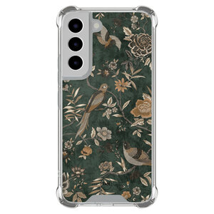 Casevibes Samsung Galaxy S22 shockproof hoesje - Khaki golden flowers