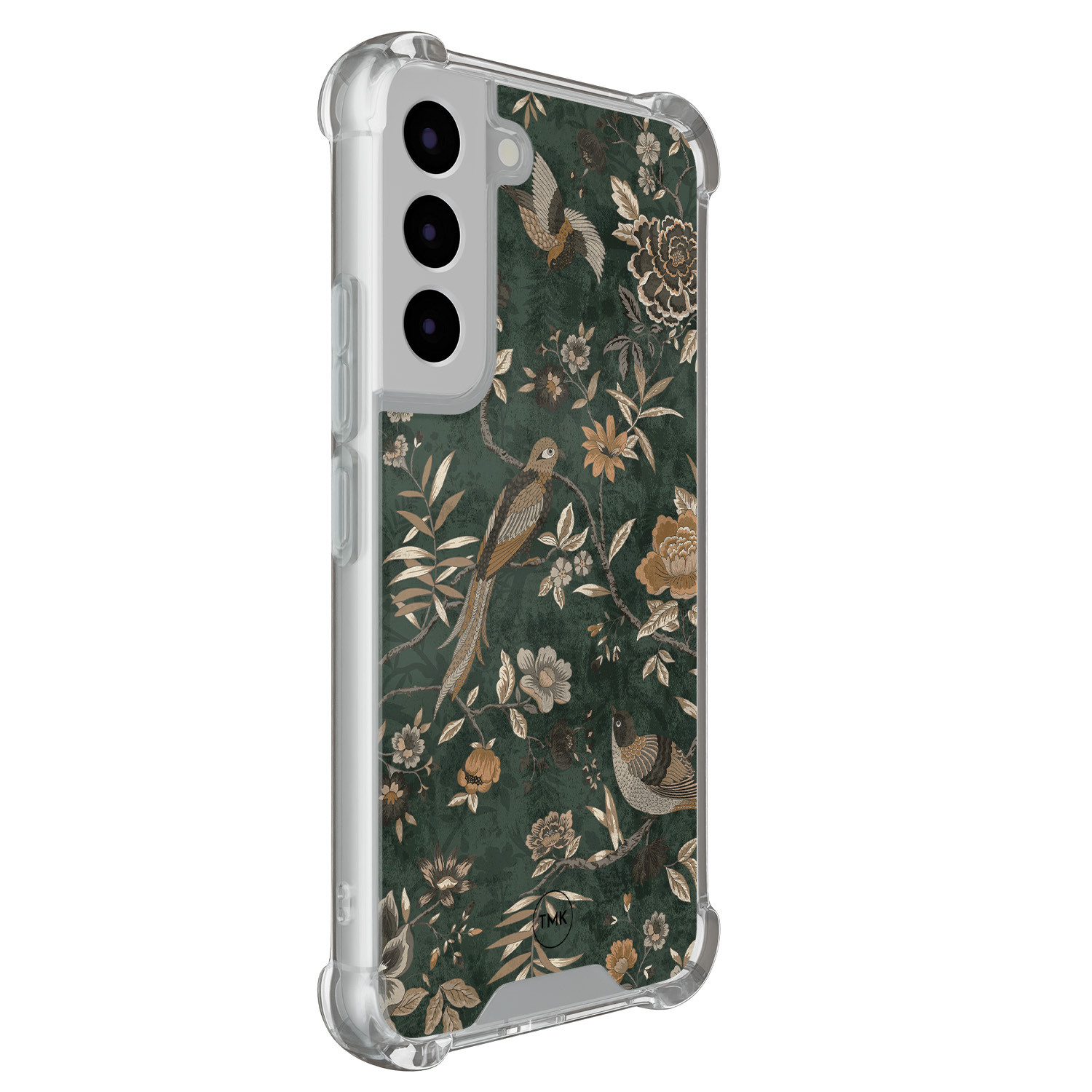 TMK Samsung Galaxy S22 shockproof hoesje - Khaki golden flowers