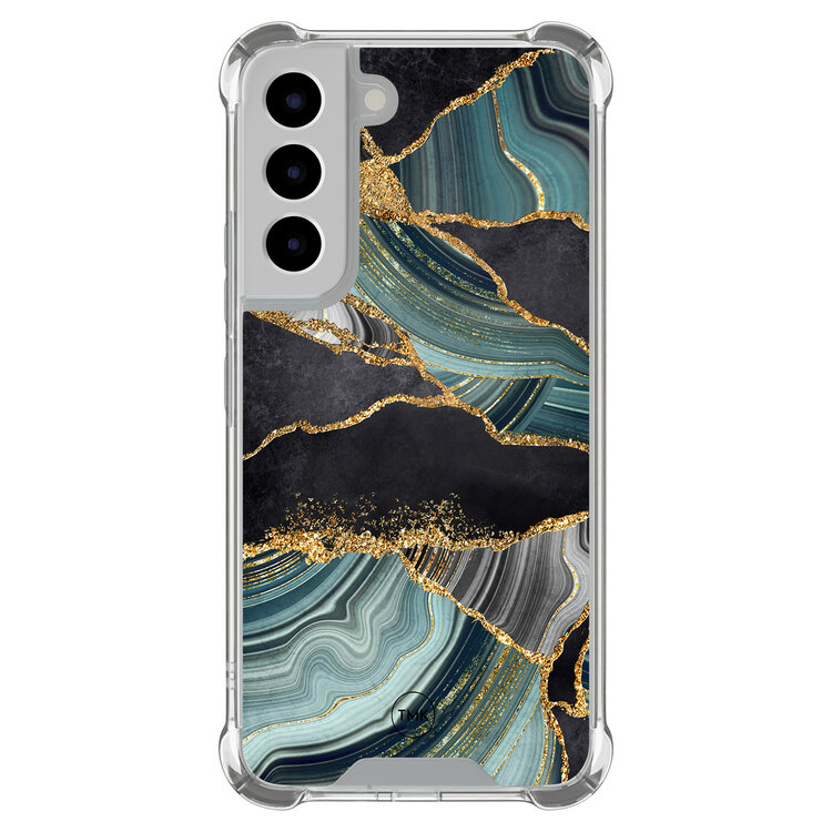 TMK Samsung Galaxy S22 shockproof hoesje - Marble jade stone
